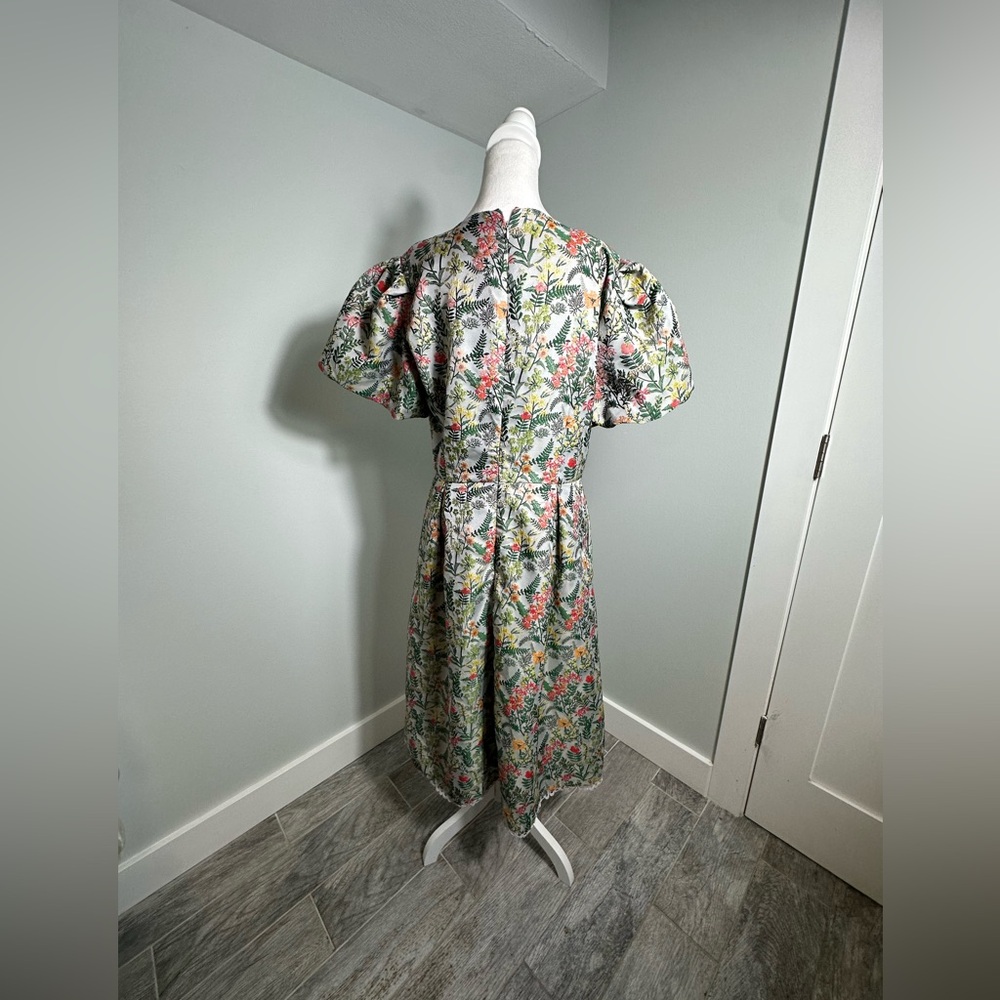 NEW Ivy City Co  Avalon  Floral Brocade Midii Puff Sleeve Bow  Dress Sz 16 - Picture 8 of 17